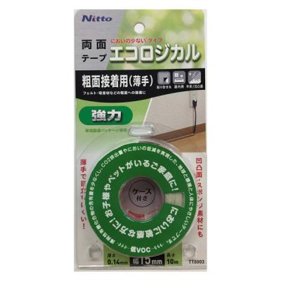【アウトレット】ニトムズ エコロジカル 強力両面テープ 粗面接着用（薄手） 幅15mm×長さ10m TT0003 1巻