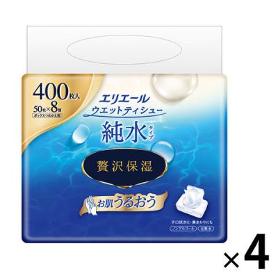 ウェットティッシュ ノンアルコール エリエールウエットティシュー純水タイプ贅沢保湿詰め替え用 1セット（50枚×32個）大王製紙