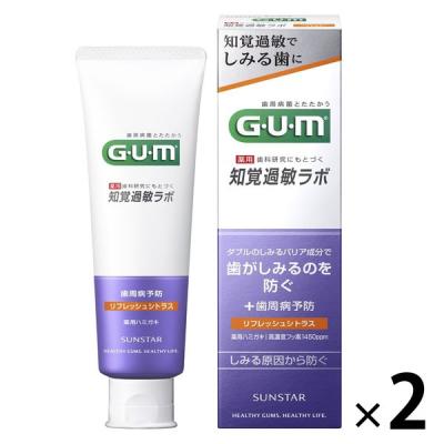 PayPayポイント大幅付与 GUM（ガム）知覚過敏ラボ デンタルペースト リフレッシュシトラス 歯磨き粉 90g 1セット（2本） サンスター