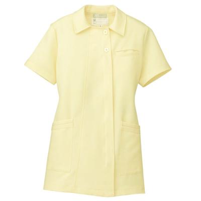 【アウトレット】AITOZ（アイトス） オープンネックチュニック（ナースジャケット） 半袖 レモンイエロー M 861369-119　白衣