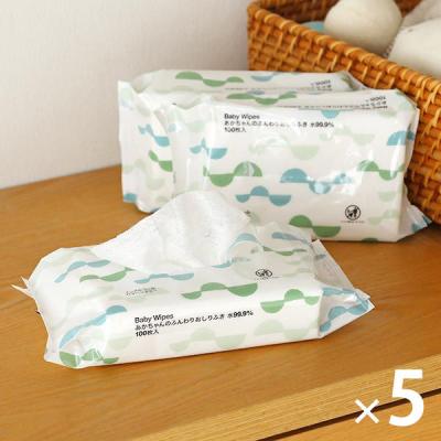 【ロハコ限定100枚入り増量タイプ】水99.9％ あかちゃんのふんわりおしりふき 1セット（100枚入×5個） レック オリジナル