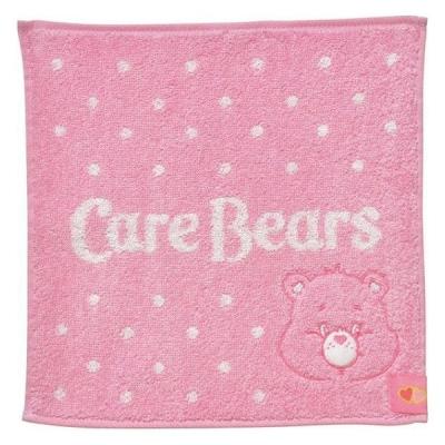 【アウトレット】丸眞 ケアベア パステルドットフェイス ミニタオル ピンク 1枚　ハンドタオル　ハンカチタオル　子供向け