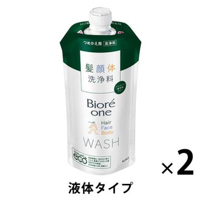 ビオレ one 全身洗浄料 髪・顔・体 ボディウォッシュ コンフォートサボンの香り 詰め替え 340ml 2個 花王 【液体タイプ】