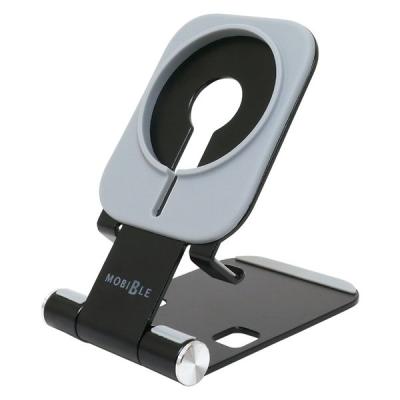 【アウトレット】ミヨシ MagSafe対応スマホ タブレットスタンド ブラック SST-17/BK 1個　折りたたみ　アルミスタンド