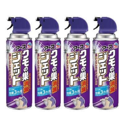 蜘蛛 駆除剤 スプレー 蜘蛛の巣 防止 クモの巣消滅ジェット 450ml 1パック（4本入） 蜘蛛よけスプレー 忌避 退治 対策 アース製薬