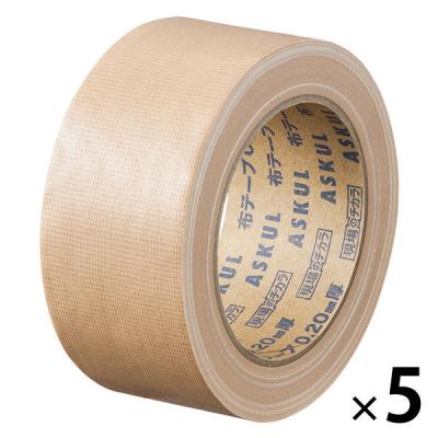 【ガムテープ】 現場のチカラ 布テープ 0.20mm厚 幅50mm×長さ25m 茶 アスクル 1セット（5巻入） オリジナル