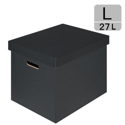 アスクル　ダンボール収納ボックス（組立式）　L　ダークグレー　1セット（3個）　段ボール  オリジナル