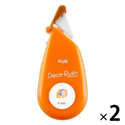【アウトレット】プラス マスキングテープ Deco Rush（デコラッシュ） 幅6mm オレンジ 荷物 51883 2個