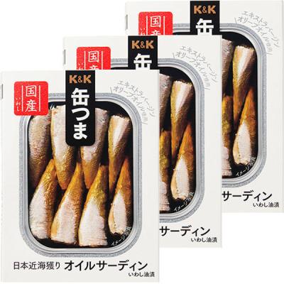 缶詰　KK　缶つま　日本近海どり　オイルサーディン　国分グループ本社　3個