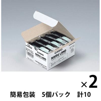 カシオ CASIO ネームランド テープ 透明タイプ 幅12mm 透明ラベル 黒文字 10個 8ｍ巻 XR-12X-5P-E