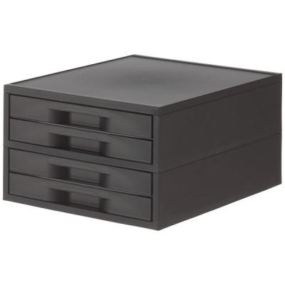 LOHACO - 岩崎工業 再生PP引き出しケース 薄型4段 ブラック ST6102RB