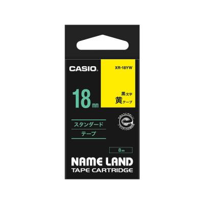 カシオ CASIO ネームランド テープ スタンダード 幅18mm 黄ラベル 黒文字 8m巻 XR-18YW