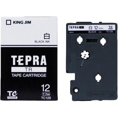 テプラ TEPRA TR 【純正】 テープ　カートリッジ 幅12mm 白ラベル(黒文字) TC12S 1個 キングジム