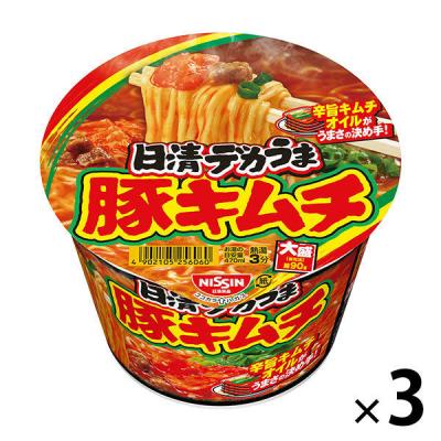 カップ麺 日清食品 日清デカうま 豚キムチ インスタントラーメン大盛り 3食