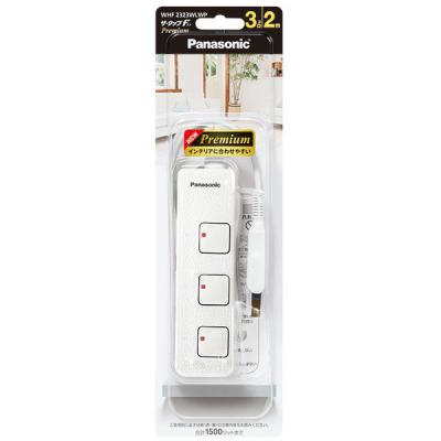 パナソニック ザ・タップF プレミアム（3コ口）（スナップキャップ・2mコード付）WHF2323WLWP ホワイトレザー 1個 159-5743