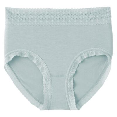 無印良品 婦人　なめらかレース付きハイライズショーツ Ｌ ライトブルー  良品計画