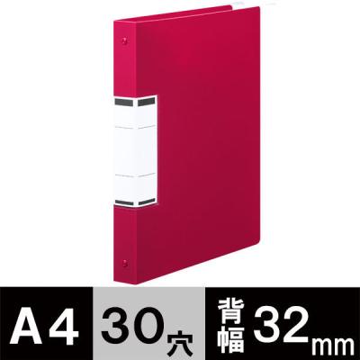 アスクル クリアファイル A4タテ 30穴 差し替え式 背幅32mm レッド 赤 ユーロスタイル  オリジナル