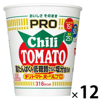 カップ麺 日清食品 カップヌードルPRO チリトマト(プロ) 高たんぱく＆低糖質さらに塩分控えめ 1セット（1個×12）