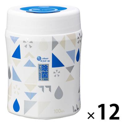 オリジナルデザイン ウェットティッシュ　除菌シート アルコール除菌　ボトル本体　 1セット（100枚入×12個）エリエール 除菌できるアルコールタオル 限定