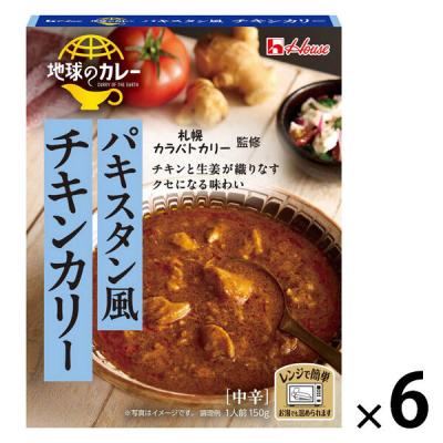 【アウトレット】ハウス食品 地球のカレー パキスタン風チキンカリー 中辛 150g 1セット（1個×6）レンジ対応 レトルト