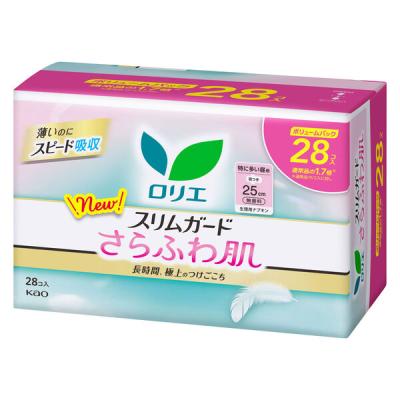 ナプキン 特に多い昼用 羽つき 25cm ロリエ スリムガード さらふわ肌 生理用品 花王 1セット(28枚×3個)