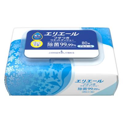 ウェットティッシュ エリエール フタつきウエットティシュー アルコール除菌99.99% 1個(80枚入) 大王製紙