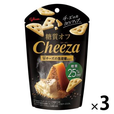 糖質オフ チーザ＜ダブルチーズの黒胡椒仕立て＞ 3個 江崎グリコ おつまみ スナック菓子