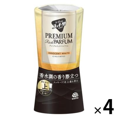 トイレのスッキーリ 置き型 プレミアムリッチパルファム イノセントホワイト 400ml 4個 消臭剤 芳香剤 アース製薬