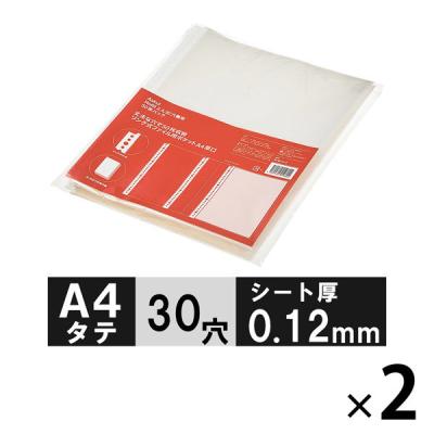 アスクル リング式ファイル用ポケット A4タテ 30穴 丈夫な穴で50枚収容厚口 1セット（50枚入×2袋）  オリジナル
