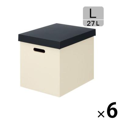 アスクル ダンボール収納ボックス（組立式） L ホワイト 段ボール 6個  オリジナル