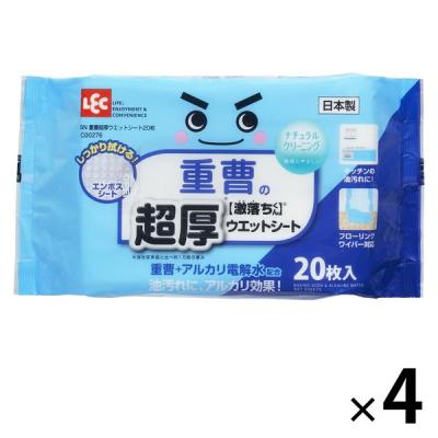 激落ちくん 重曹の超厚ウエットシート 重曹 + アルカリ電解水配合 1セット（20枚入×4パック） レック