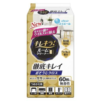 エリエール キレキラ！ルームクリーナー 徹底キレイ おそうじクロス 詰め替え 1パック（60枚入） 大王製紙