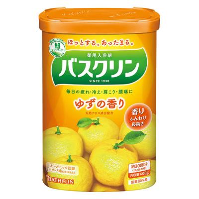 バスクリン ゆずの香り 600g（約30回分）  ×15個（1ケース）  /入浴剤 /ゆずの香り /ライトグリーンの湯（透明タイプ） LOHACO - バスクリン ゆずの香り 600g お湯の色 ライトグリーン（透明