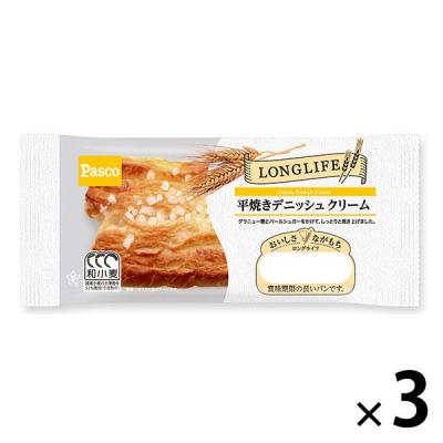 Pasco ロングライフパン 平焼きデニッシュクリーム 1セット（3個入） 敷島製パン