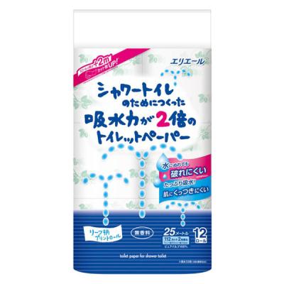 トイレットペーパー12ロール入 パルプ ダブル25m無香料シャワートイレのためにつくった吸水力が2倍リーフ 1パック（12ロール入）大王製紙