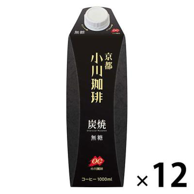 小川珈琲 炭焼珈琲 無糖 1L 1セット（12本）