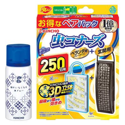 金鳥 蚊がいなくなるスプレー 簡易パッケージ 200回 1個 + 虫コナーズ 250日 ベランダ・玄関用ペアパック 1個 セット