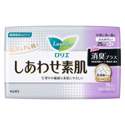 LOHACO - ナプキン 特に多い昼用 羽つき 25cm ロリエ しあわせ素肌 消