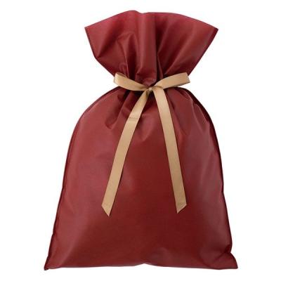 【アウトレット】ヘッズ 不織布リボン付ギフトバッグーM/エンジ（10枚）