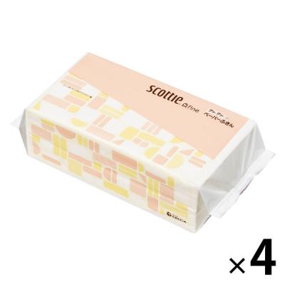 （セール）【アスクル限定】キッチンペーパー 1セット（200組×4）スコッティ サッとサッと タイルデザイン キッチンタオル 日本製紙クレシア 限定