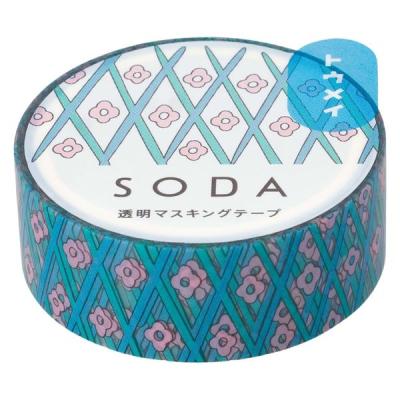 【アウトレット】キングジム 透明マスキングテープ SODA（ソーダ）フラワー 幅15mm CMT15-017 1個