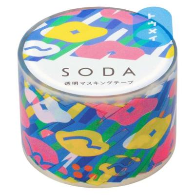 【アウトレット】キングジム 透明マスキングテープ SODA（ソーダ）ハナバタケ 幅30mm CMT30-019 1個