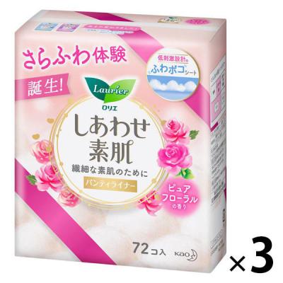ライナー 14cm ロリエ しあわせ素肌 パンティライナー ピュアフローラルの香り 1セット（72枚×3個） 花王