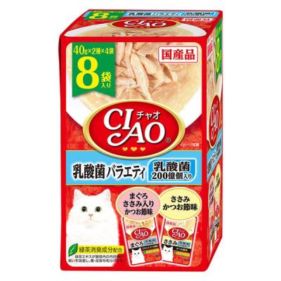 （バラエティパック）いなば CIAO チャオ ピュア 乳酸菌 国産（40g×8袋）1袋 猫キャットフード ウェット パウチ