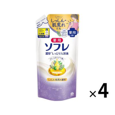 入浴剤 にごり 液体 薬用ソフレ 濃厚しっとり入浴液 ホワイトフローラルの香り 詰め替え 400mL 1セット（1個×4） 医薬部外品 アース製薬