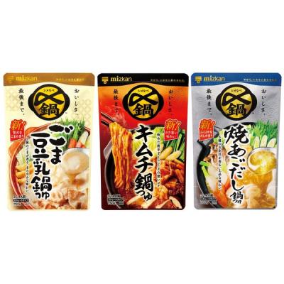 【お買い得セット】ミツカン 〆まで美味しい鍋つゆ3種セット（ごま豆乳鍋つゆ、キムチ鍋つゆ、焼あごだし鍋つゆ）