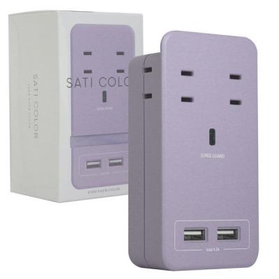 【アウトレット】ファーゴ 電源タップ USB充電器 壁挿しタイプ 2P式/4個口 USB×2 雷サージ付  SATI COLOR CT221PL