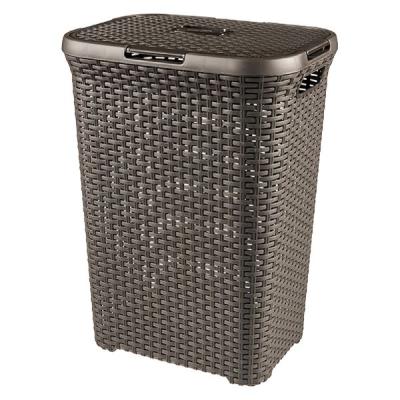 【アウトレット】CURVER Style（スタイル） ランドリーふた付きバスケット 60L ブラウン 1個