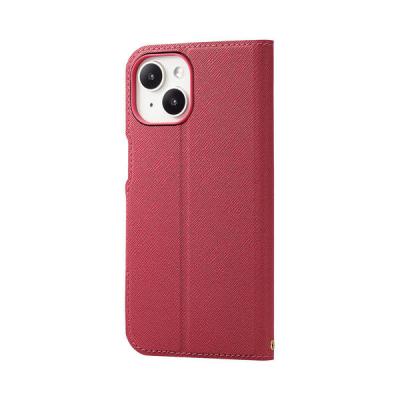 【アウトレット】iPhone 15/レザーケース/手帳型/UltraSlim/Flowers/薄型/磁石付き/ディープピンク PM-A23APLFUJPND