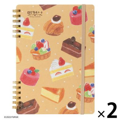 【アウトレット】ナカバヤシ ロジカル古川Ｗリング B6 方眼5ＭＭ ケーキ NWーB606ー1 1セット（1冊×2）